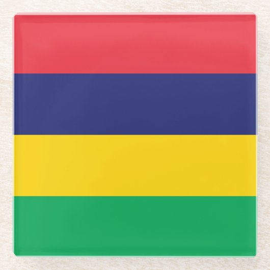 Mauritius Flag Glazen Onderzetter (Voorkant)