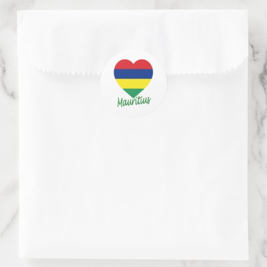 Mauritius Flag Heart Ronde Sticker (Tas)