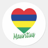 Mauritius Flag Heart Ronde Sticker (Voorkant)