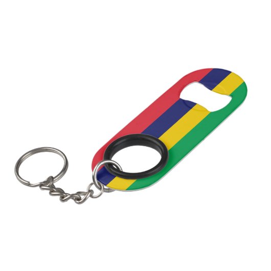 Mauritius Flag Mini Flessenopener (Voorkant Gekanteld)