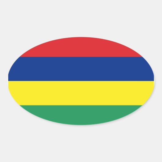 Mauritius Flag Oval Sticker (Voorkant)