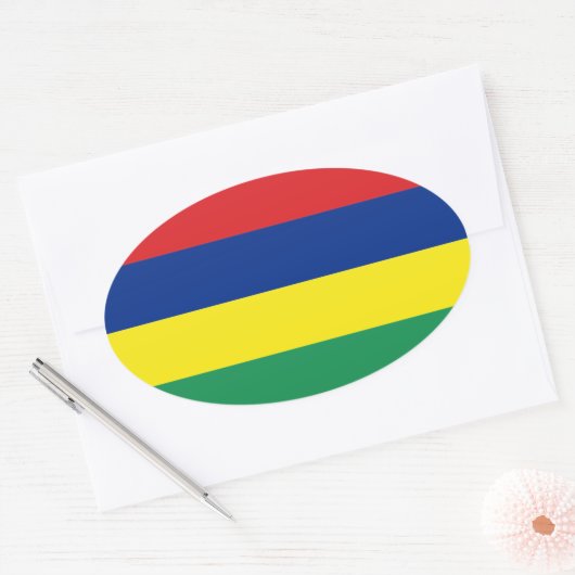 Mauritius Flag Oval Sticker (Envelop)
