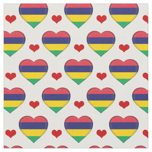 Mauritius Flag Red Heart mode Fabric/Mauritius Stof (Close Up)