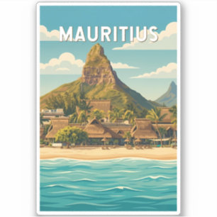 Mauritius Illustratie Reis Kunst Vintage Sticker