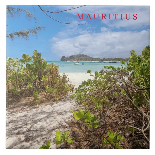 Mauritius Ilot Gabriel strand uitzicht keramische  Tegeltje (Voorkant)