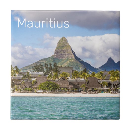 Mauritius Indische Oceaan Flic En flac Beach Souve Tegeltje (Voorkant)