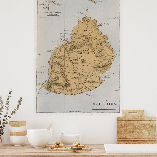  Mauritius-kaart (1862) Poster (Keuken)