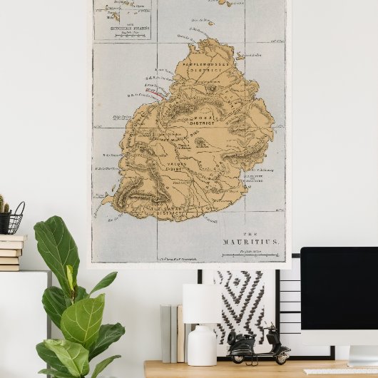 Mauritius-kaart (1862) Poster (Thuiskantoor)