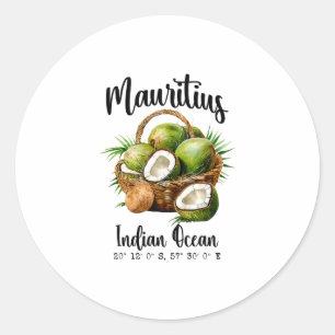 Mauritius Kokosnoot Indische Oceaan Tropisch Eilan Ronde Sticker