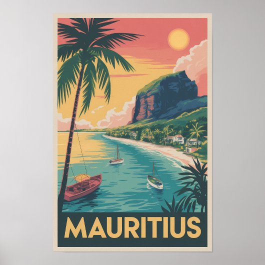 Mauritius Kust Illustratie Reis Kunst Vintage Poster (Voorkant)