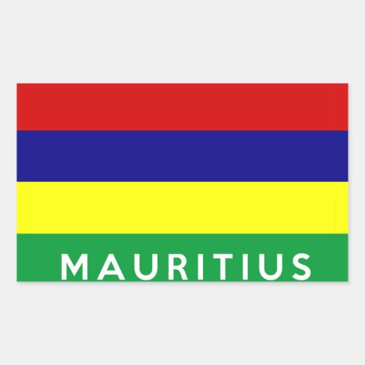 Mauritius Land Vlag Symbool Naam Tekst Rechthoekige Sticker (Voorkant)