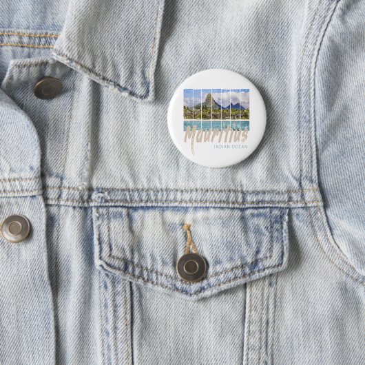 Mauritius Le Morne Brabant Mountain Souvenir Ronde Button 5,7 Cm (In situ)