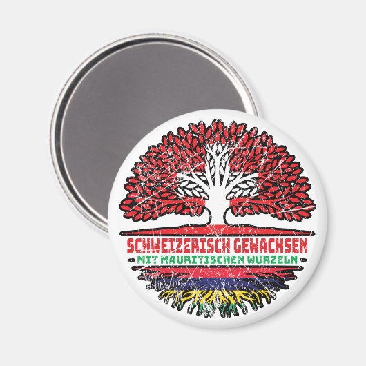 Mauritius Mauritisch Schweizer Schweiz Baum Wurzel Magneet (Voorkant / Achterkant)