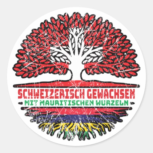 Mauritius Mauritisch Schweizer Schweiz Baum Wurzel Ronde Sticker (Voorkant)