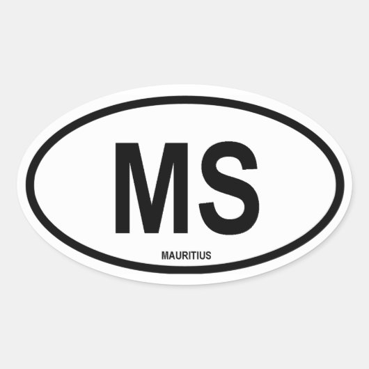 Mauritius "MS" Ovale Sticker (Voorkant)