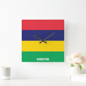 Mauritius National Flag Patriotic Vierkante Klok (Huis)