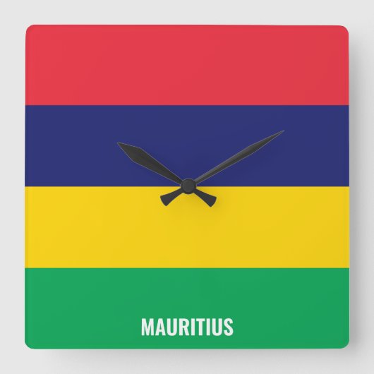 Mauritius National Flag Patriotic Vierkante Klok (Voorkant)