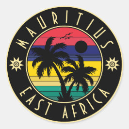 Mauritius-Oost-Afrika  Palm Trees Souvenirs Ronde Sticker