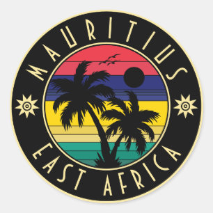 Mauritius-Oost-Afrika  Palm Trees Souvenirs Ronde Sticker
