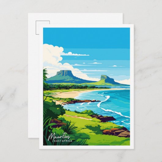 Mauritius Oost-Afrika Reizen  illustratie Briefkaart (Voorkant / Achterkant)