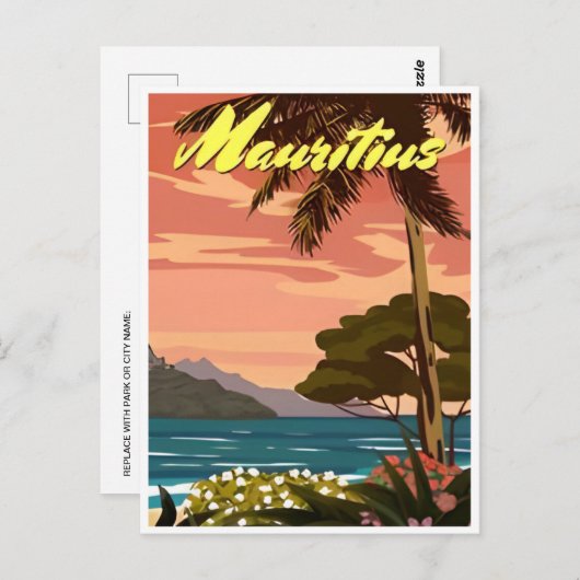 Mauritius Oost-Afrika Vintage reispalm Briefkaart (Voorkant / Achterkant)