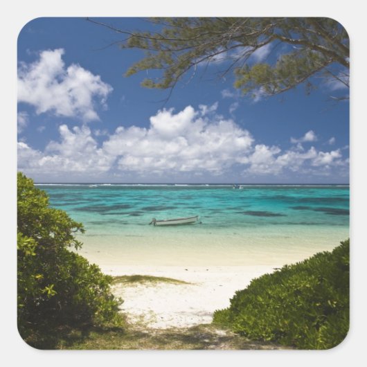 Mauritius, Oostelijk Mauritius, Belle Mare, Oost Vierkante Sticker (Voorkant)