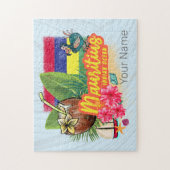 Mauritius Retro Indische Oceaan Dodo en Vlag Vinta Legpuzzel (Verticaal)