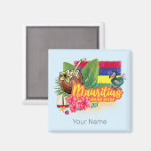 Mauritius Retro Indische Oceaan Dodo en Vlag Vinta Magneet (Voorkant / Achterkant)