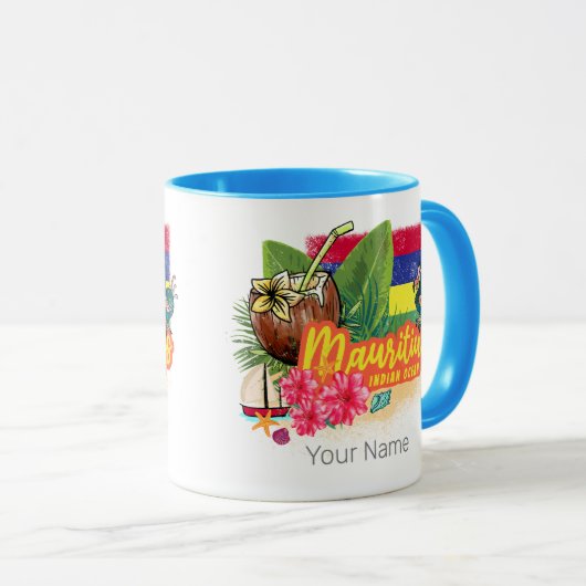 Mauritius Retro Indische Oceaan Dodo en Vlag Vinta Mok (Voorkant rechts)