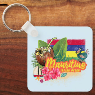 Mauritius Retro Indische Oceaan Dodo en Vlag Vinta Sleutelhanger