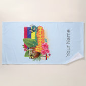 Mauritius Retro Indische Oceaan Dodo en Vlag Vinta Strandlaken (Voorkant)