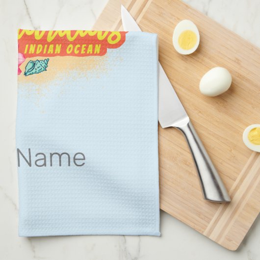 Mauritius Retro Indische Oceaan Dodo en Vlag Vinta Theedoek (Quarter Fold)