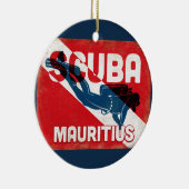 Mauritius Scuba Diver - Blue Retro Keramisch Ornament (Rechts)