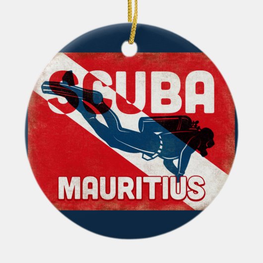 Mauritius Scuba Diver - Blue Retro Keramisch Ornament (Voorkant)