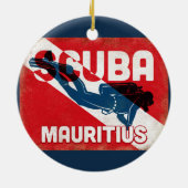 Mauritius Scuba Diver - Blue Retro Keramisch Ornament (Achterkant)