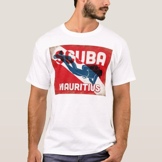 Mauritius Scuba Diver - Blue Retro T-shirt (Voorkant)