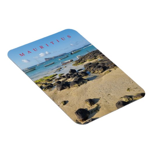 Mauritius strand en boten uitzicht magneet (Rechterzijde)