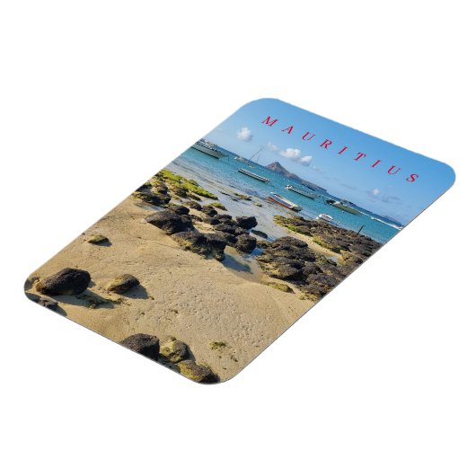 Mauritius strand en boten uitzicht magneet (Linkerzijde)