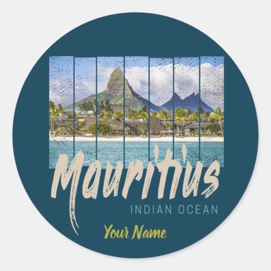 Mauritius  strand souvenir in de Indische Oceaan Ronde Sticker (Voorkant)
