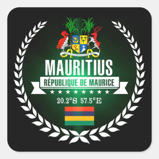 Mauritius Vierkante Sticker (Voorkant)