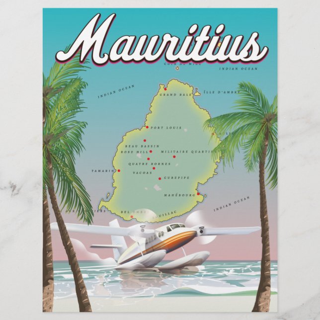 Mauritius vintage-poster briefhoofd (Voorkant)