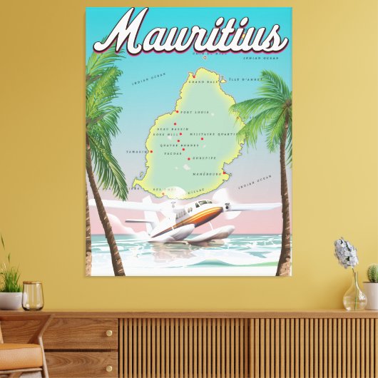 Mauritius vintage-poster canvas afdruk (Insitu (Woonkamer))