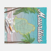 Mauritius vintage-poster fleece deken (Voorkant (Horizontaal))