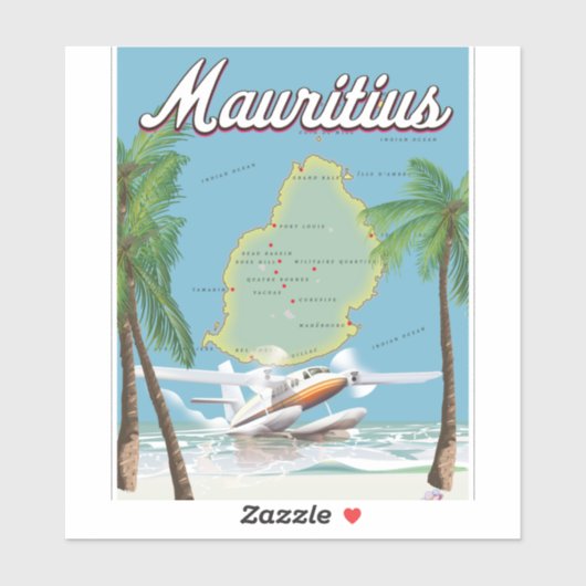 Mauritius vintage-poster sticker (Vel)