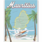 Mauritius vintage-poster sticker (Voorkant)