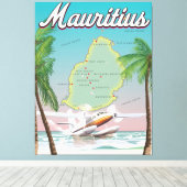 Mauritius vintage reisposter canvas afdruk (Insitu (Houten vloer))
