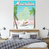 Mauritius vintage reisposter canvas afdruk (Insitu (Slaapkamer))