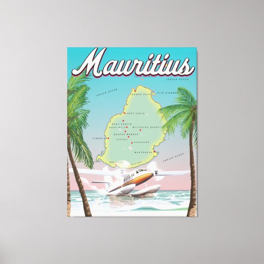 Mauritius vintage reisposter canvas afdruk (Voorkant)