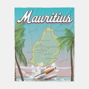 Mauritius vintage reisposter fleece deken