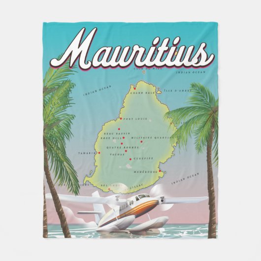 Mauritius vintage reisposter fleece deken (Voorkant)
